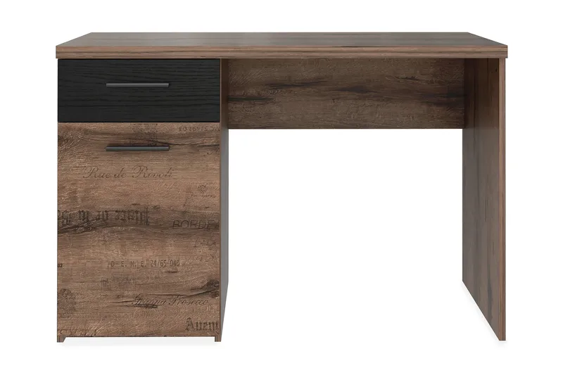 Purgason Skrivebord 110 cm med Opbevaring Skuffe + Skab, Brun