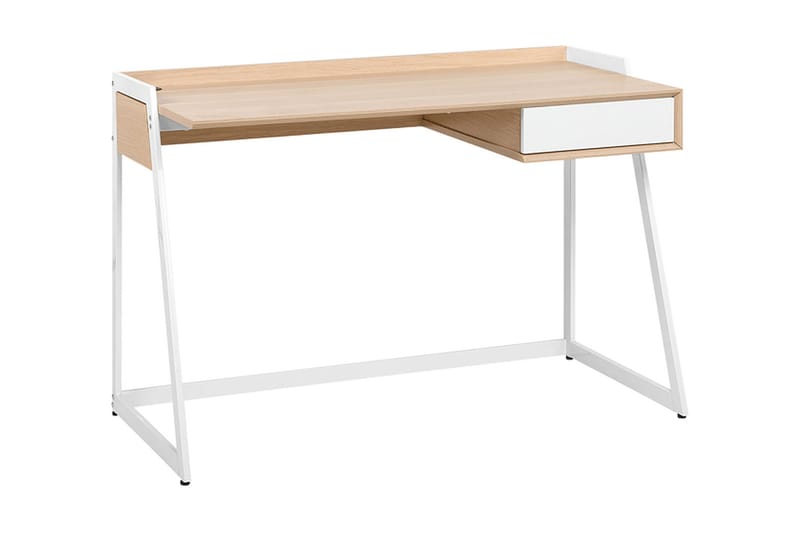 Quickborn Skrivebord 120 cm med Opbevaring Skuffe - Hvid/Lysebrun - Skrivebord