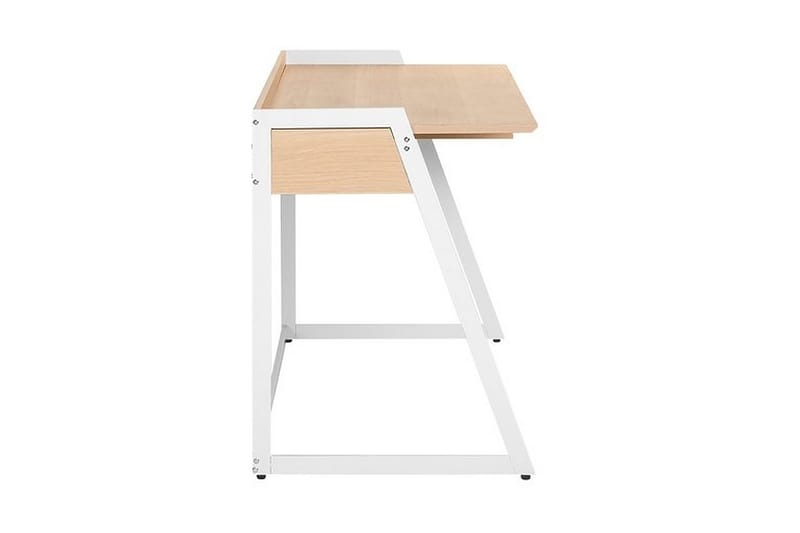 Quickborn Skrivebord 120 cm med Opbevaring Skuffe - Hvid/Lysebrun - Skrivebord