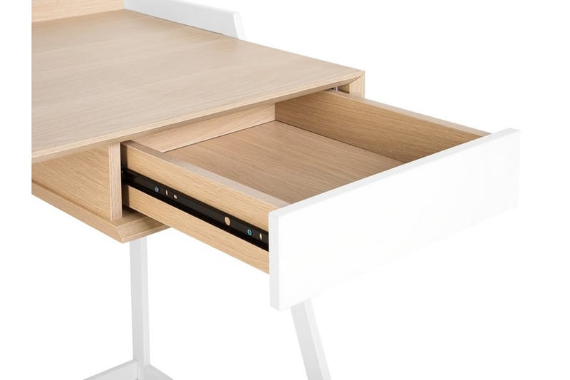 Quickborn Skrivebord 120 cm med Opbevaring Skuffe - Hvid/Lysebrun - Skrivebord
