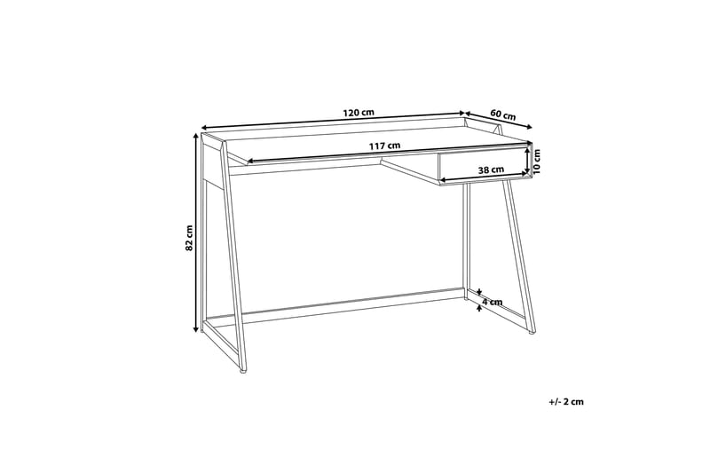 Quickborn Skrivebord 120 cm med Opbevaring Skuffe - Hvid/Lysebrun - Skrivebord