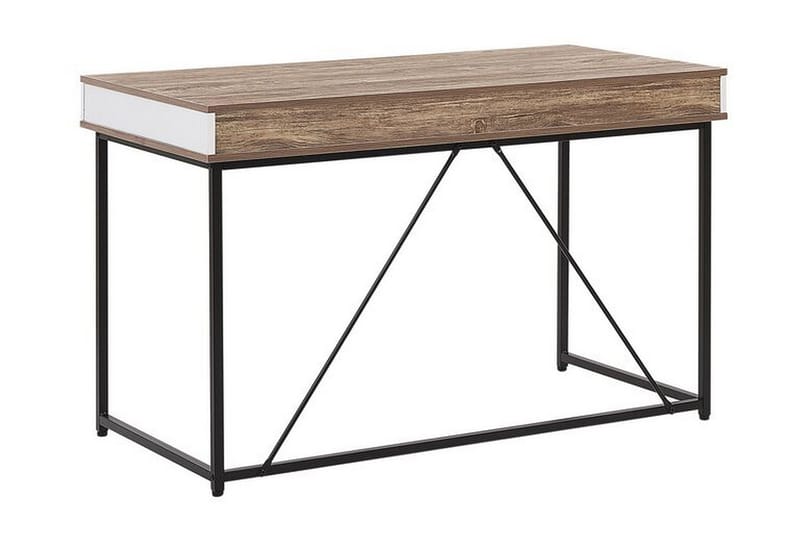 Quivoz Skrivebord 120 cm med Opbevaring 3 Skuffer - Lysebrun/Hvid/Sort - Møbler - Borde - Kontorbord - Skrivebord