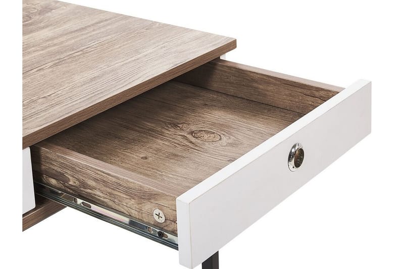 Quivoz Skrivebord 120 cm med Opbevaring 3 Skuffer - Lysebrun/Hvid/Sort - Skrivebord