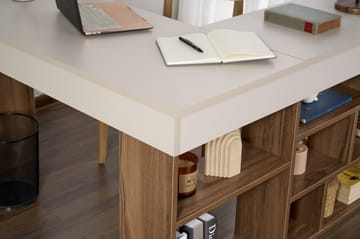 Regar Skrivebord 130x72x120 cm - Cashmere og Walnut - Møbler - Borde - Kontorbord - Skrivebord - hjørneskrivebord