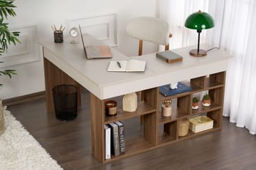 Regar Skrivebord 130x72x120 cm - Cashmere og Walnut - Møbler - Borde - Kontorbord - Skrivebord - hjørneskrivebord