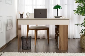Regar Skrivebord 130x72x120 cm - Cashmere og Walnut - Møbler - Borde - Kontorbord - Skrivebord - hjørneskrivebord