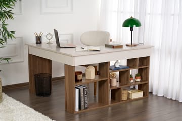 Regar Skrivebord 130x72x120 cm - Cashmere og Walnut - Møbler - Borde - Kontorbord - Skrivebord - hjørneskrivebord