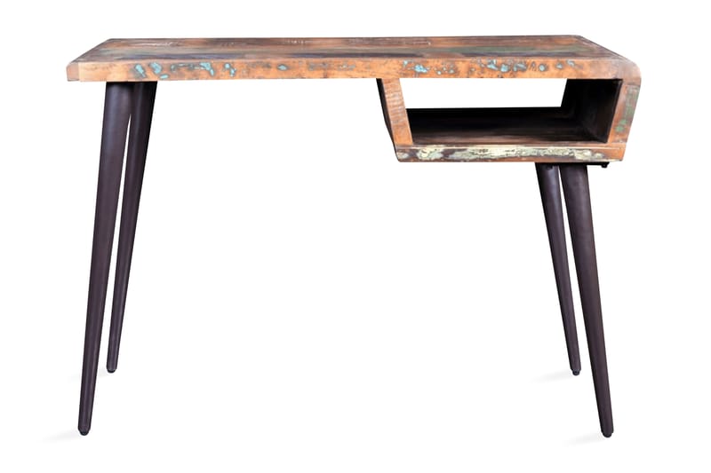 Regenereret Træbord Med Jernben - Flerfarvet - Skrivebord