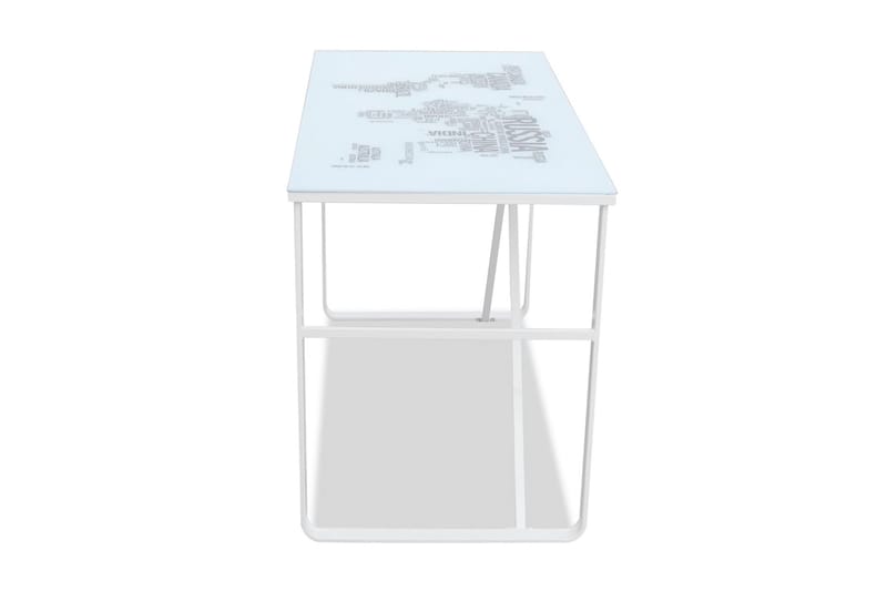 Rektangulært Skrivebord Med Påtrykt Verdenskort - Hvid - Møbler - Borde - Kontorbord - Skrivebord
