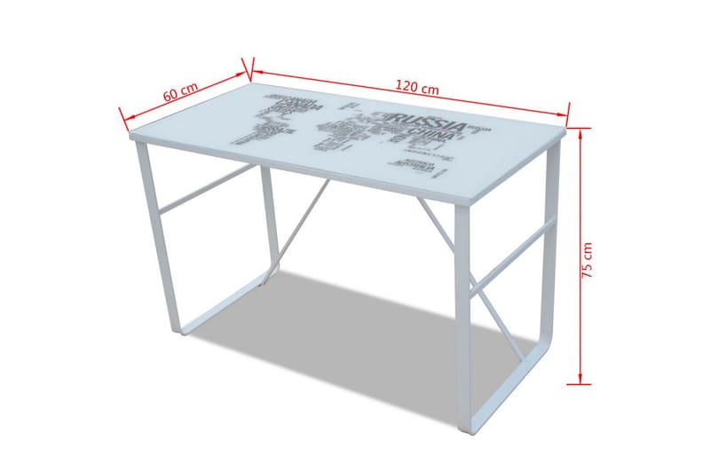 Rektangulært Skrivebord Med Påtrykt Verdenskort - Hvid - Skrivebord