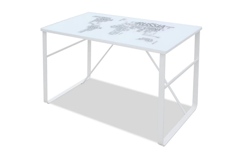 Rektangulært Skrivebord Med Påtrykt Verdenskort - Hvid - Møbler - Borde - Kontorbord - Skrivebord