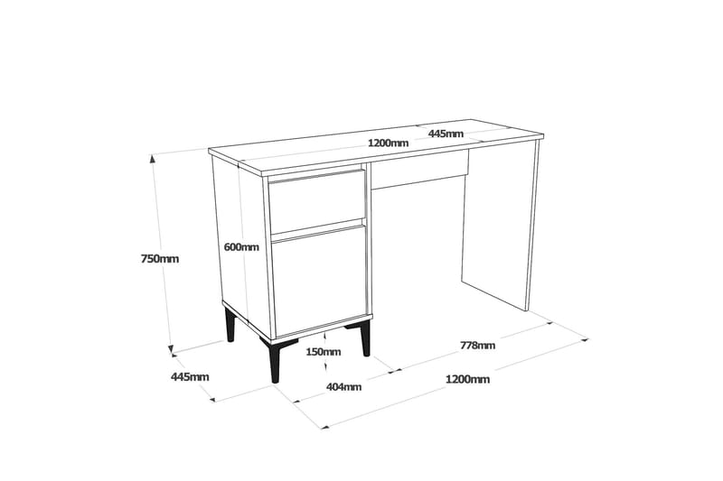 Ressaca Skrivebord 120x75x120 cm med opbevaring - Antracit - Skrivebord