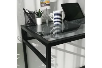 Sabani Skrivebord 100 cm - Glas/Røgfarvet/Sort - Møbler - Borde - Kontorbord - Skrivebord