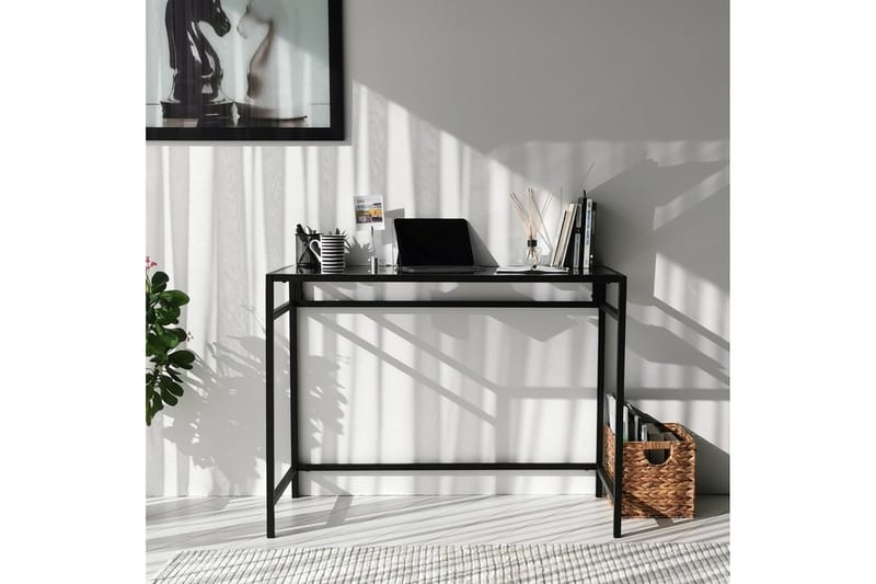 Sabani Skrivebord 100 cm - Glas/Røgfarvet/Sort - Møbler - Borde - Kontorbord - Skrivebord