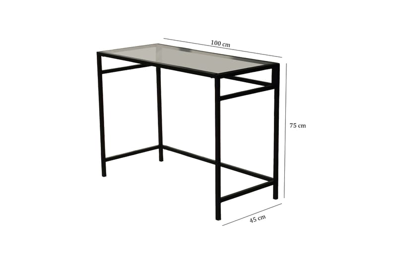 Sabani Skrivebord 100 cm - Glas/Røgfarvet/Sort - Møbler - Borde - Kontorbord - Skrivebord
