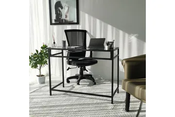 Sabani Skrivebord 100 cm - Glas/Røgfarvet/Sort - Møbler - Borde - Kontorbord - Skrivebord