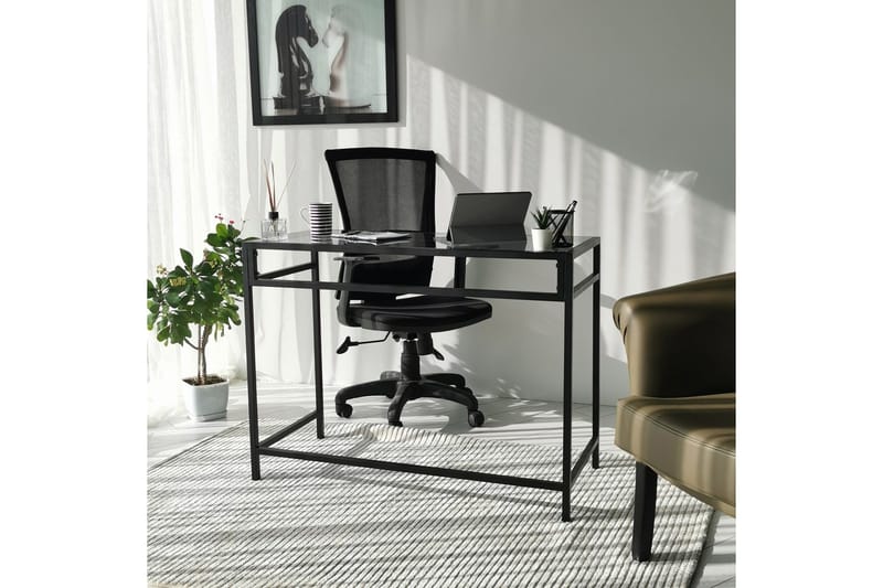 Sabani Skrivebord 100 cm - Glas/Røgfarvet/Sort - Møbler - Borde - Kontorbord - Skrivebord