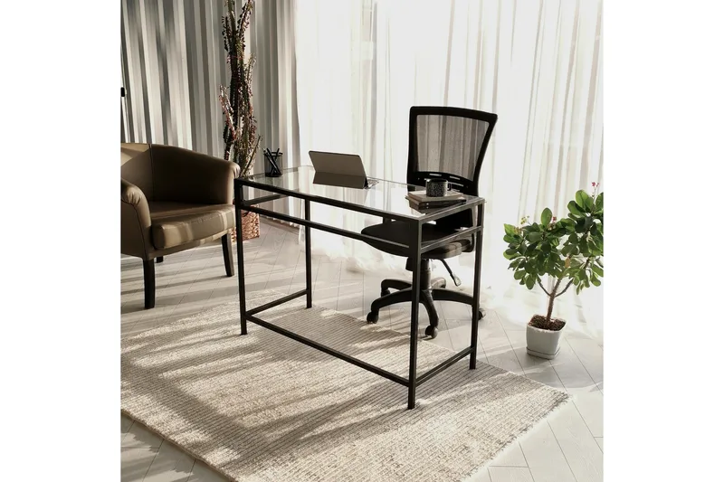 Sabani Skrivebord 100 cm - Glas/Sort - Møbler - Borde - Kontorbord - Skrivebord