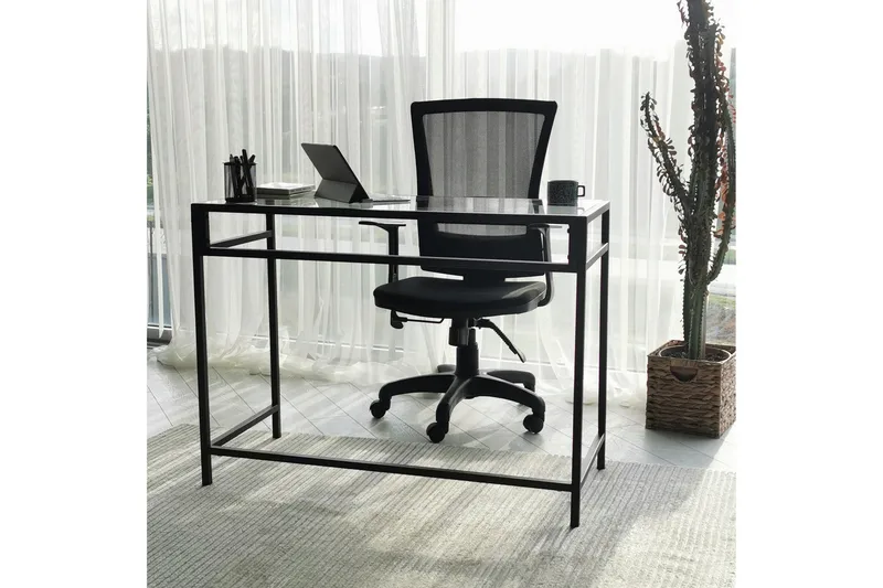 Sabani Skrivebord 100 cm - Glas/Sort - Møbler - Borde - Kontorbord - Skrivebord