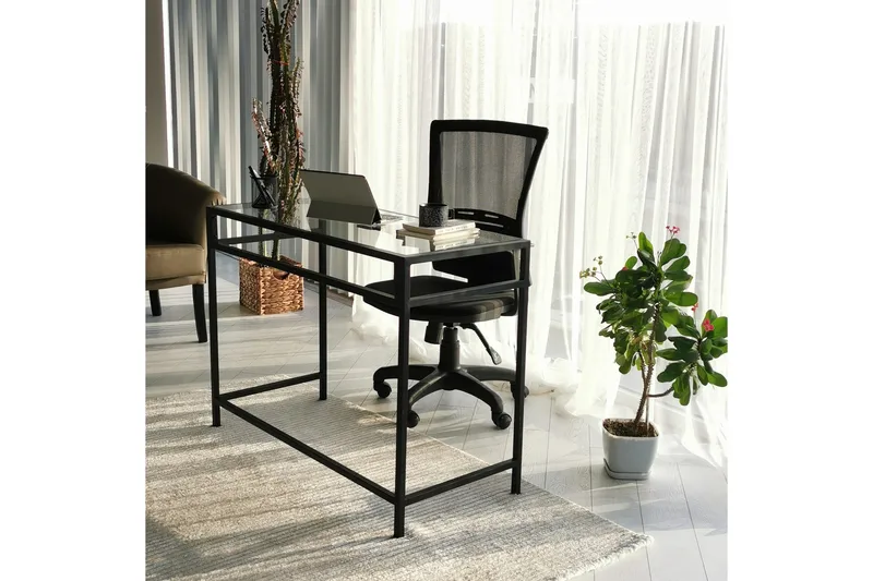 Sabani Skrivebord 100 cm - Glas/Sort - Møbler - Borde - Kontorbord - Skrivebord