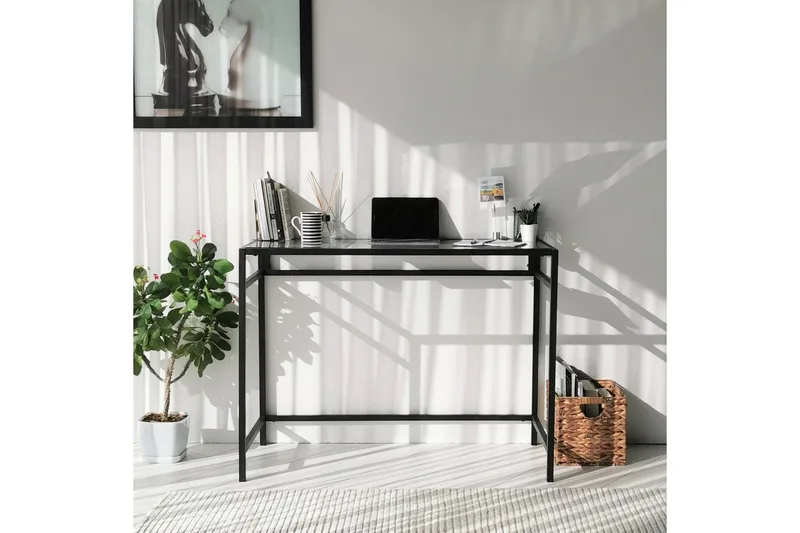 Sabani Skrivebord 100 cm - Glas/Sort - Møbler - Borde - Kontorbord - Skrivebord