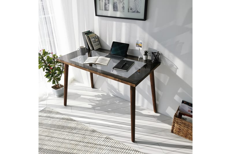 Sabani Skrivebord 110 cm - Glas/Valnøddebrun - Skrivebord