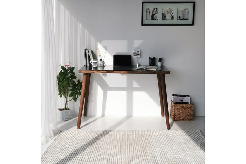 Sabani Skrivebord 110 cm - Glas/Valn�øddebrun - Møbler - Borde - Kontorbord - Skrivebord