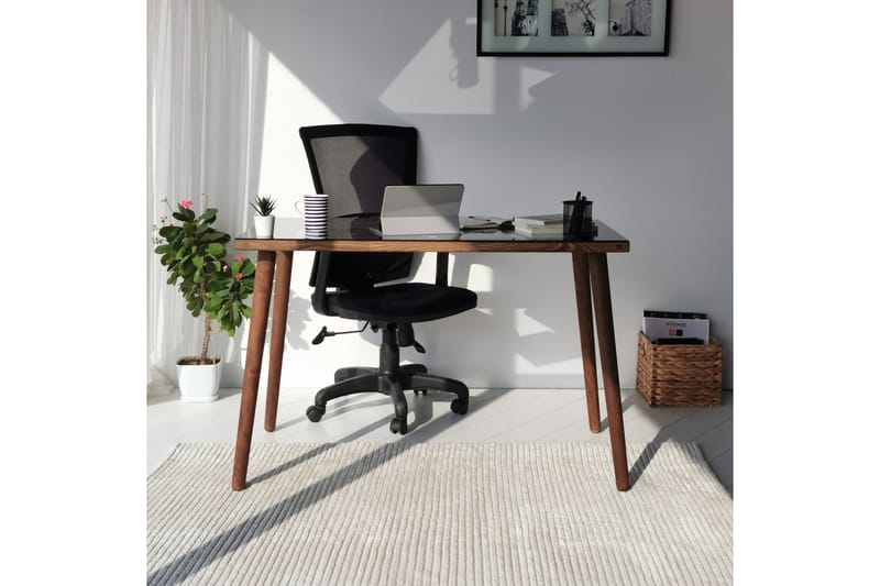 Sabani Skrivebord 110 cm - Glas/Valnøddebrun - Møbler - Borde - Kontorbord - Skrivebord