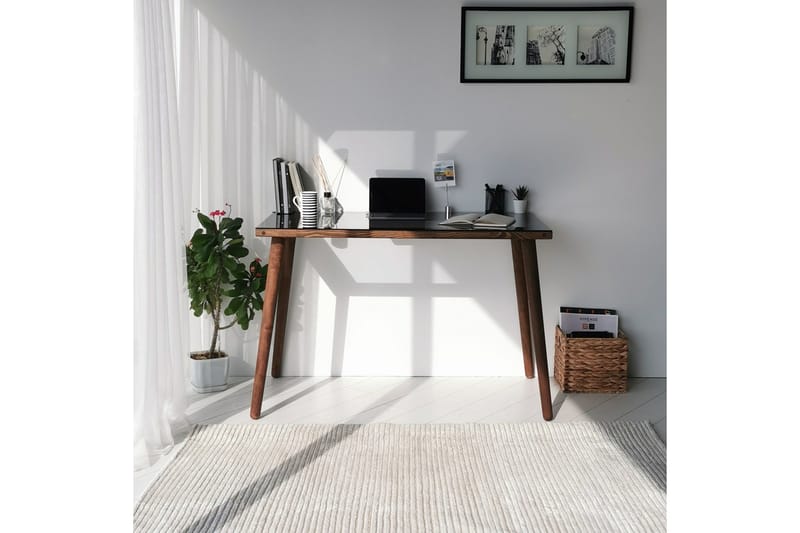 Sabani Skrivebord 110 cm - Glas/Valnøddebrun - Møbler - Borde - Kontorbord - Skrivebord