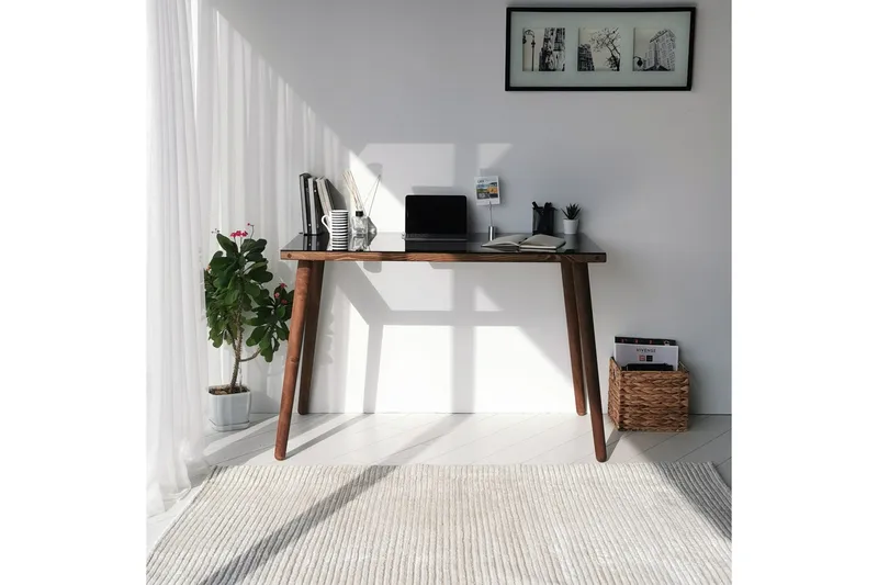 Sabani Skrivebord 110 cm - Glas/Valnøddebrun - Møbler - Borde - Kontorbord - Skrivebord