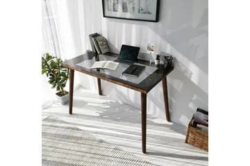 Sabani Skrivebord 110 cm - Glas/Valnøddebrun - Møbler - Borde - Kontorbord - Skrivebord