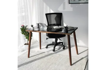 Sabani Skrivebord 110 cm - Glas/Valnøddebrun - Møbler - Borde - Kontorbord - Skrivebord