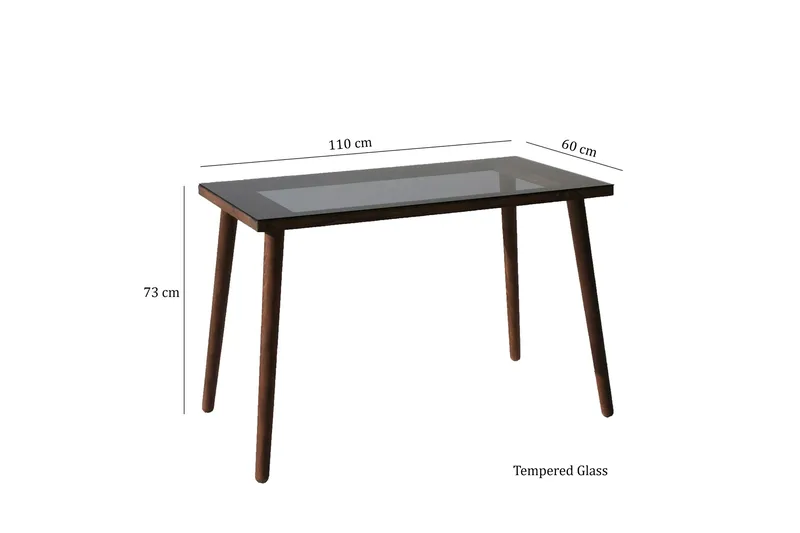 Sabani Skrivebord 110 cm - Glas/Valnøddebrun - Møbler - Borde - Kontorbord - Skrivebord