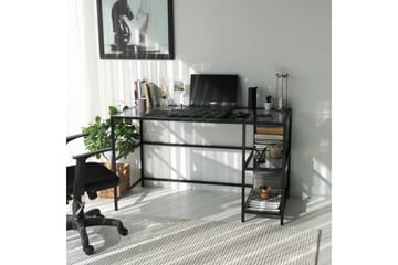 Sabani Skrivebord 130 cm med Opbevaring 2 Hylder - Glas/Røgfarvet/Sort - Møbler - Borde - Kontorbord - Skrivebord