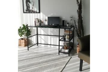 Sabani Skrivebord 130 cm med Opbevaring 2 Hylder - Glas/Røgfarvet/Sort - Møbler - Borde - Kontorbord - Skrivebord