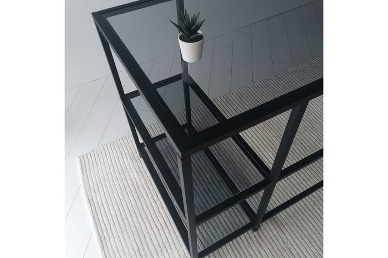 Sabani Skrivebord 130 cm med Opbevaring 2 Hylder - Glas/Røgfarvet/Sort - Møbler - Borde - Kontorbord - Skrivebord