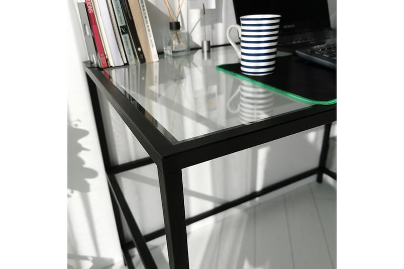 Sabani Skrivebord 130 cm med Opbevaring 2 Hylder - Glas/Sort - Skrivebord