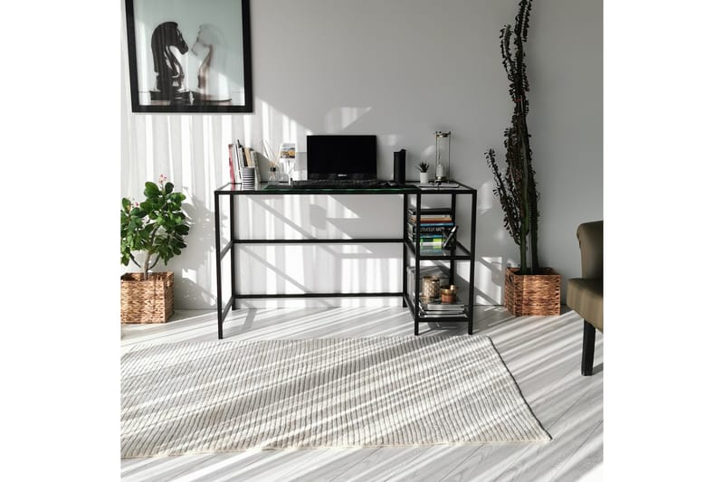 Sabani Skrivebord 130 cm med Opbevaring 2 Hylder - Glas/Sort - Møbler - Borde - Kontorbord - Skrivebord