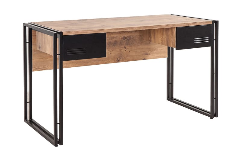 Sapphira Skrivebord 139 cm med Opbevaring 2 Skuffer - Træ/Sort - Møbler - Borde - Kontorbord - Skrivebord