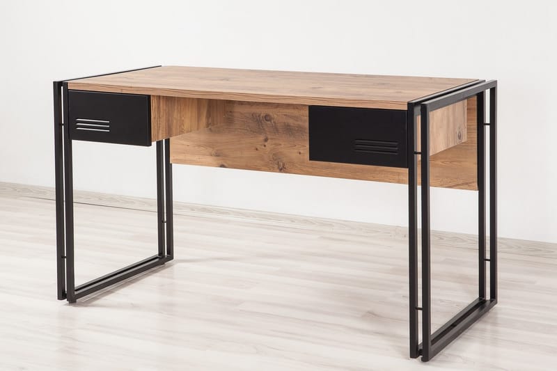Sapphira Skrivebord 139 cm med Opbevaring 2 Skuffer - Træ/Sort - Møbler - Borde - Kontorbord - Skrivebord