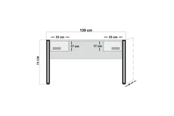 Sapphira Skrivebord 139 cm med Opbevaring 2 Skuffer - Træ/Sort - Møbler - Borde - Kontorbord - Skrivebord