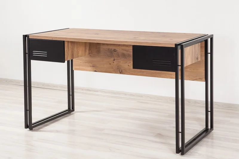 Sapphira Skrivebord 139 cm med Opbevaring 2 Skuffer - Træ/Sort - Møbler - Borde - Kontorbord - Skrivebord