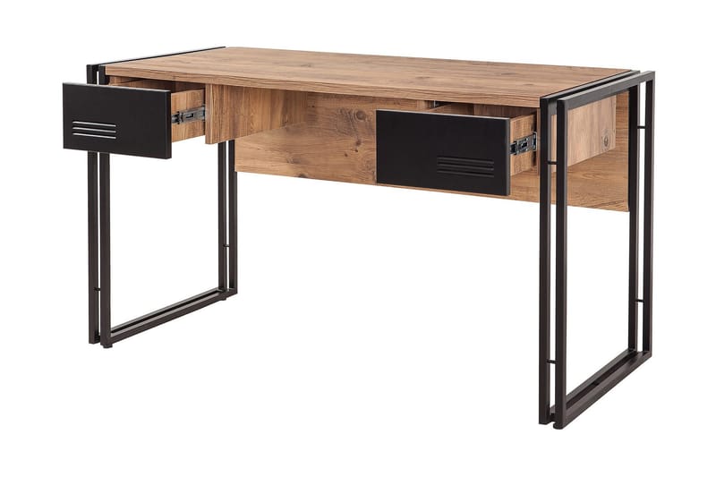 Sapphira Skrivebord 139 cm med Opbevaring 2 Skuffer - Træ/Sort - Møbler - Borde - Kontorbord - Skrivebord