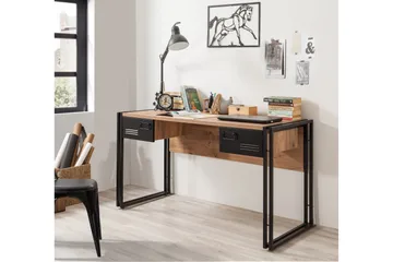 Sapphira Skrivebord 139 cm med Opbevaring 2 Skuffer - Træ/Sort - Møbler - Borde - Kontorbord - Skrivebord
