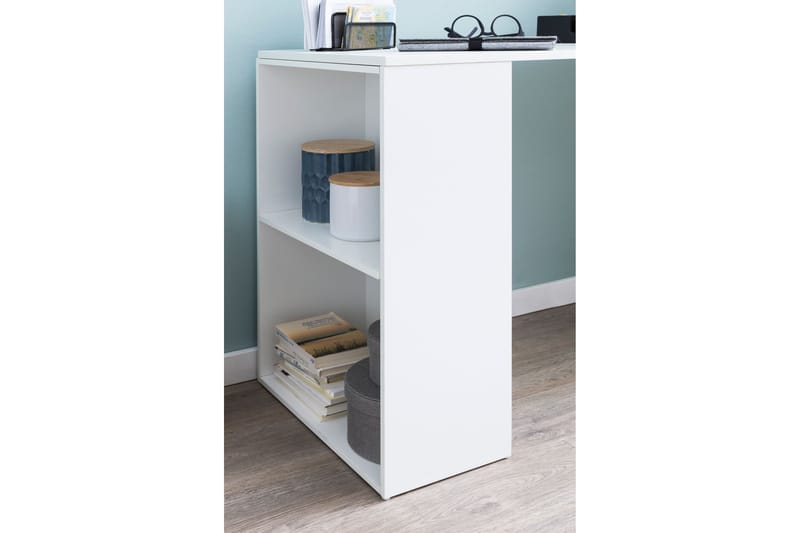 Shuping Skrivebord 120 cm med Opbevaring Hylder - Hvid - Skrivebord