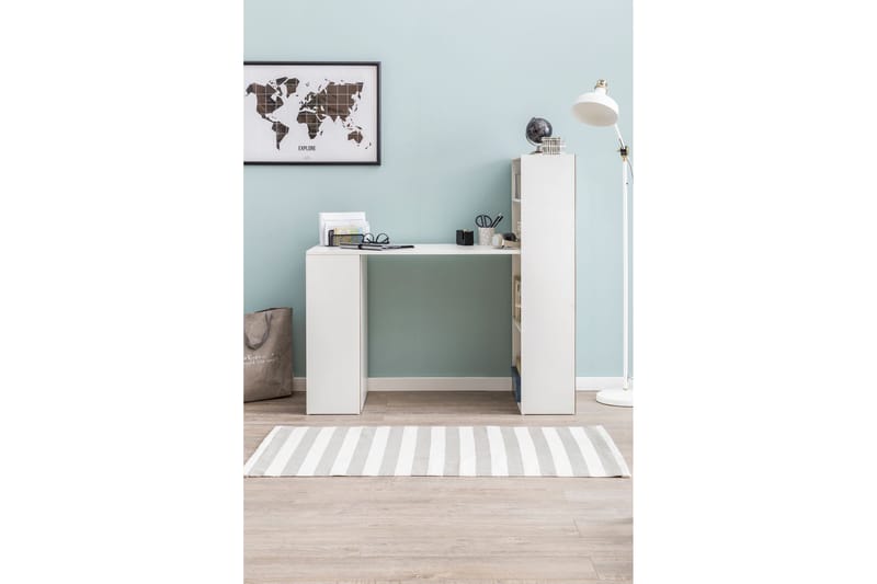 Shuping Skrivebord 120 cm med Opbevaring Hylder - Hvid - Møbler - Borde - Kontorbord - Skrivebord