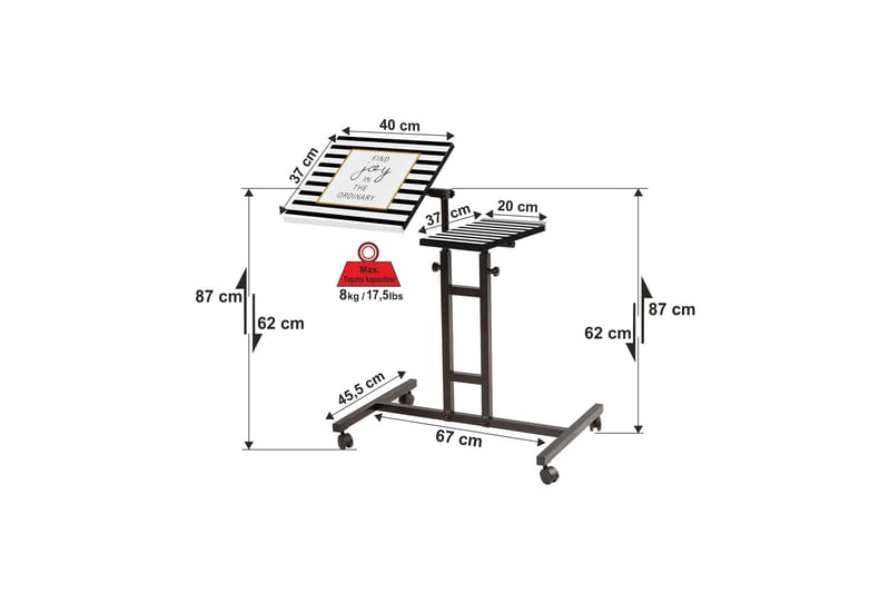 Similton Ståskrivebord 67 cm Tekst Stribet - Sort - Møbler - Borde - Kontorbord - Skrivebord - hæve-sænke-bord