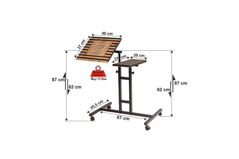 Similton Ståskrivebord 67 cm Tekst Stribet - Træ/natur/Sort - hæve-sænke-bord - Skrivebord