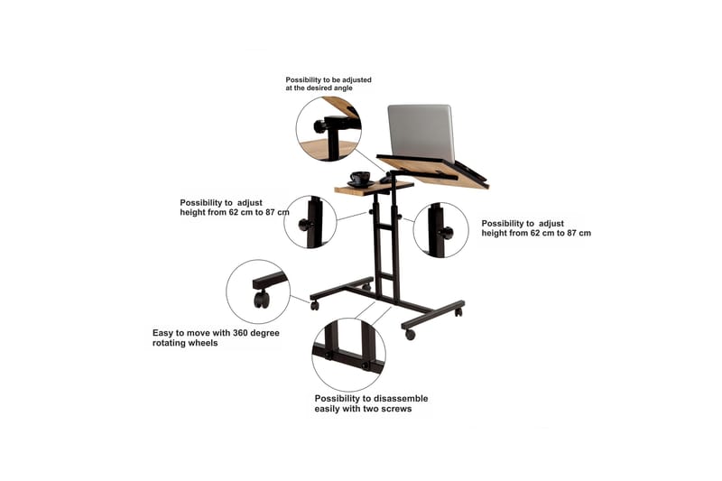Similton Ståskrivebord 67 cm Tekst Stribet - Træ/natur/Sort - Møbler - Borde - Kontorbord - Skrivebord - hæve-sænke-bord