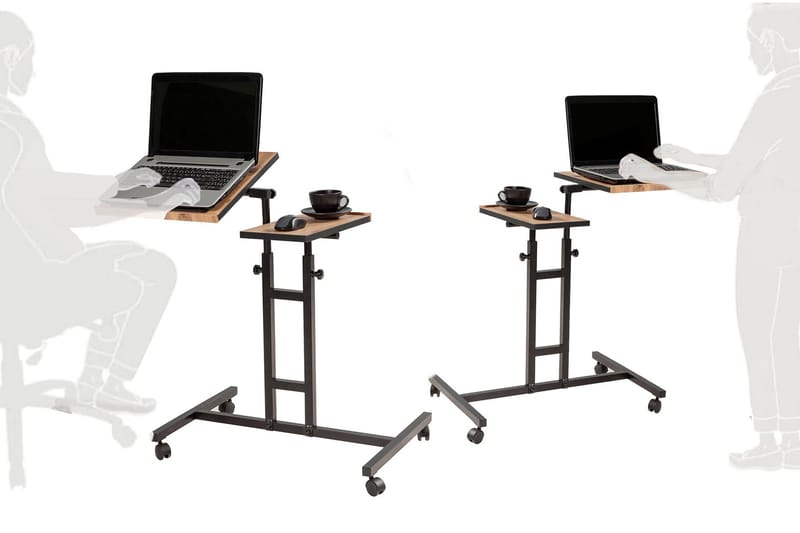 Similton Ståskrivebord 67 cm Tekst Stribet - Træ/natur/Sort - Møbler - Borde - Kontorbord - Skrivebord - hæve-sænke-bord